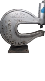 Greenlee 1731 Portable Hydraulic Knockout Driver. Compact offset design for use in tight spaces. Compatible with Greenlee punches, dies, and draw studs. Requires external hydraulic pump. Rated for up to 10 gauge mild steel.