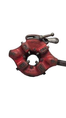 RIDGID 504 Quick-Opening Pipe Bolt Die Head. Right-hand manual threading for 1/8" to 2" pipe and 1/4" to 2" bolts. Does not include dies. Compatible with RIDGID 300 Power Drive and 535 Threading Machines.