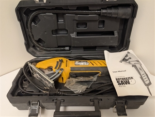 The Rotorazer RZ120 is a high-powered handheld saw that cuts through wood, metal, tile, and more with ease. This all-in-one tool combines the functions of a jigsaw, circular saw, hand saw, band saw, tile saw, hacksaw, and miter saw. Powered by a 400-watt 