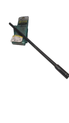 Greenlee 904H-24 Power Bit Extension. 24-inch overall length with 7/16-inch hex shank. Designed to extend reach for hole saw arbors, spade bits, and step bits. Features a set-screw for bit retention. Suitable for deep-hole boring in wood.