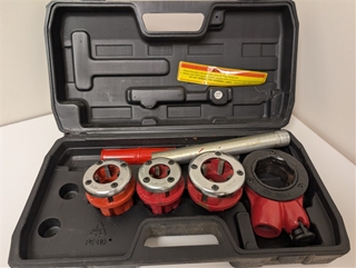 A heavy-duty ratcheting head and extra-long 16-inch handle make this pipe threader fast and easy to use. The high-speed alloy steel dies cut precise NPT threads in 1/2 in. to 1 in. pipe. The set includes a 16-inch ratcheting handle for increased leverage,