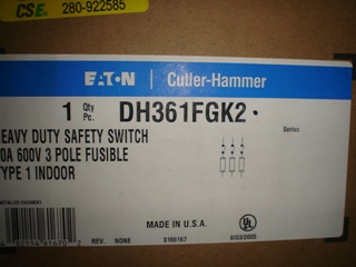 Cutler-Hammer DH361FGK2 WITH 1-NO AND 1-NC AUX. CONTACT Cutler-Hammer DH361FGK2 WITH 1-NO AND 1-NC AUX. CONTACT